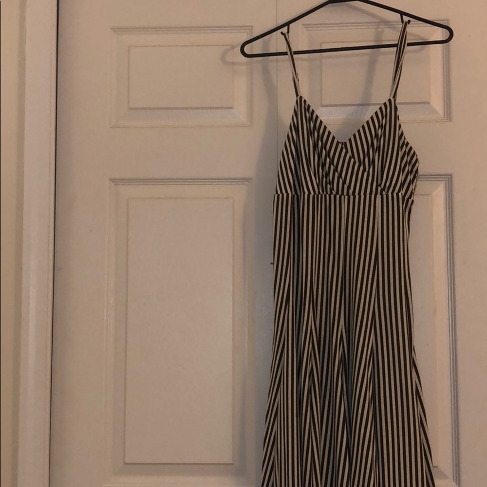 Brown and white striped summer dress
